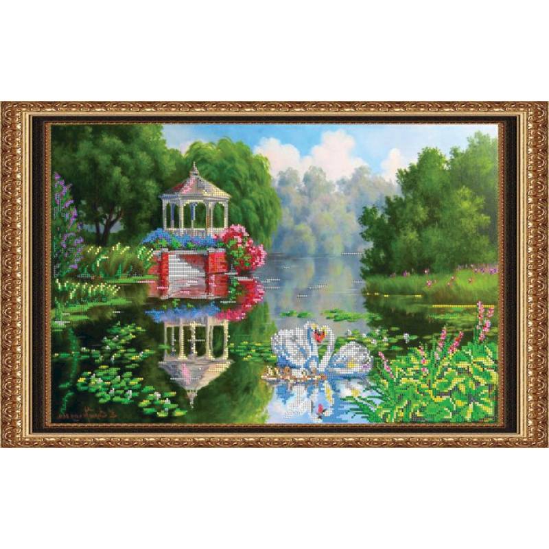 «Светлица» набор для вышивания бисером №124 «Лебеди» бисер Чехия 48,2x30,5см