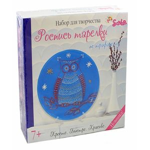 Роспись тарелки по трафарету. Сова.