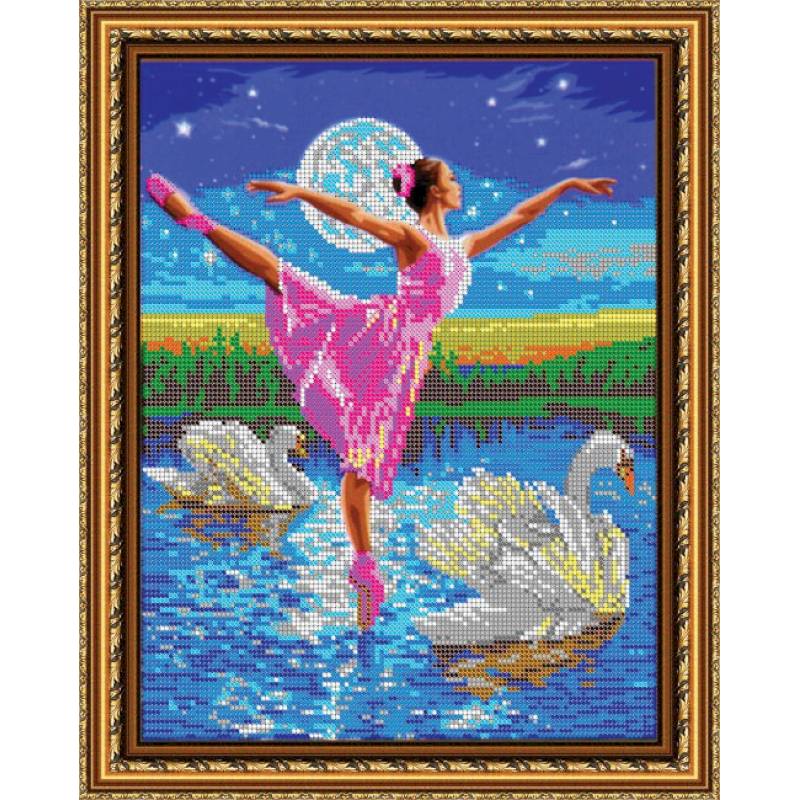 «Светлица» набор для вышивания бисером №295 «Лебединое озеро» бисер Чехия 24x30см