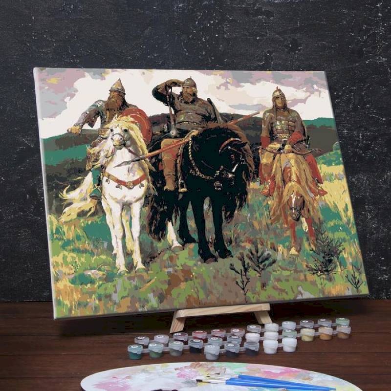Картина по номерам на холсте с подрамником «Богатыри», Виктор Васнецов, 40x50 см