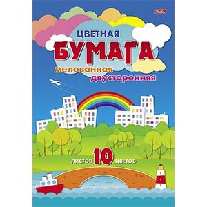 Бумага цветная двусторонняя мелованная 'Джунгли', А4, 10 листов, 10 цветов Бумага цветная двусторонняя мелованная 'Джунгли', А4, 10 листов, 10 цветов