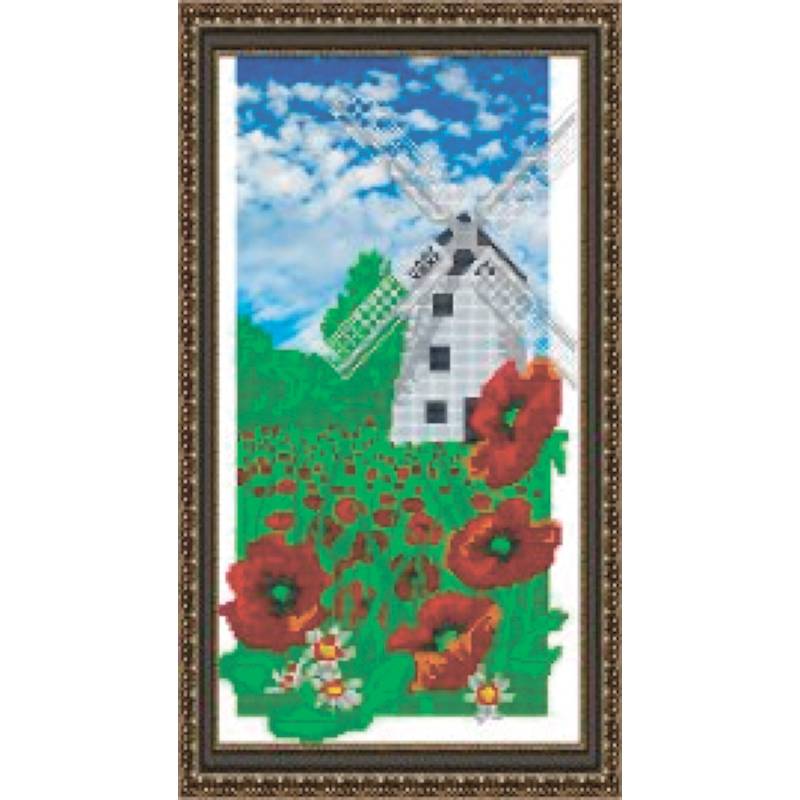 «Светлица» набор для вышивания бисером №036 «Мельница» бисер Чехия 21,4x38,7 см