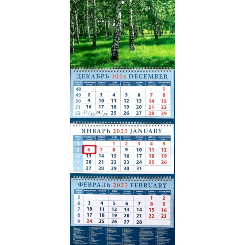 Календарь квартальный на 2025 год Березы Календарь квартальный на 2025 год Березы
