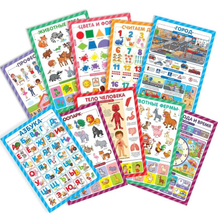 Общая подготовка к школе, книга Обучающие плакаты. Знания для дошкольников. Набор 10 штук заказать
