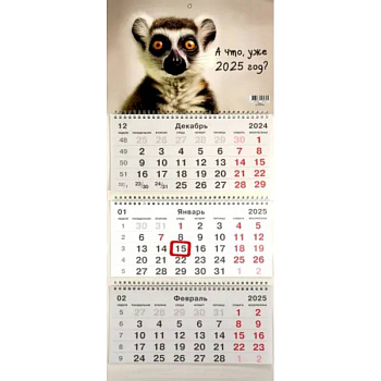 Календарь на 2025 год трехблочный Лемур Календарь на 2025 год трехблочный Лемур