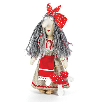 Набор для изготовления игрушки из льна и хлопка с волосами из пряжи 'Баба Яга', 21 см Набор для изготовления игрушки из льна и хлопка с волосами из пряжи 'Баба Яга', 21 см