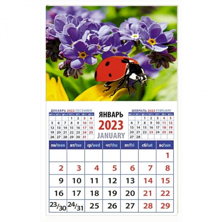 Календарь Божья коровка и незабудки, на 2023 год