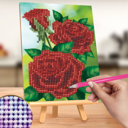 Алмазная вышивка на подставке «Розы», 13 х 19 см. Набор для творчества