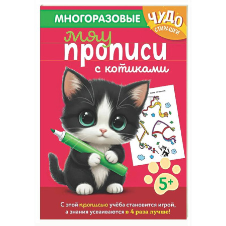 Письмо, мелкая моторика, книга Многоразовые мяупрописи с котиками: для детей 5-6 лет заказать