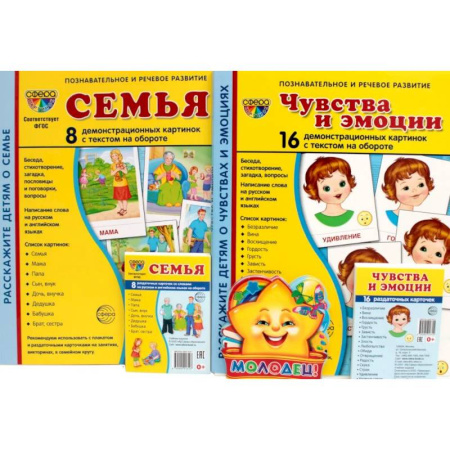 Развитие общих способностей, книга Семья, чувства и эмоции (комплект из 4-х наборов карточек + поощрительные звездочки) заказать