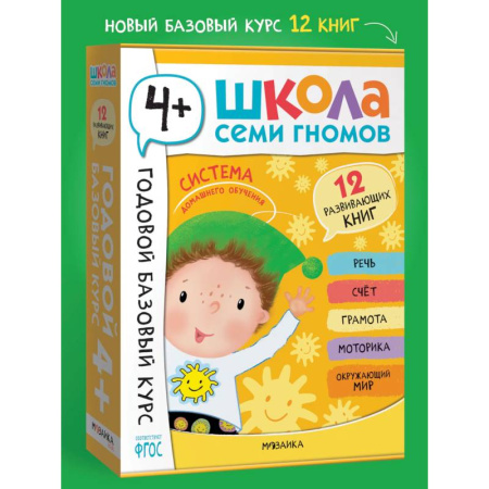 Общая подготовка к школе, книга Годовой базовый курс.4+ (комплект 12 кн.+развив.материалы в коробе) заказать