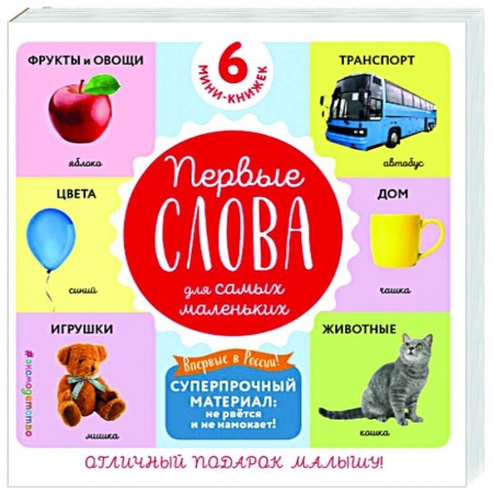 Знакомство с миром, развитие малыша, книга Комплект из 6 супер-прочных мини-книжек «Первые слова для самых маленьких» заказать