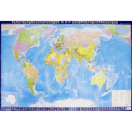 Карты физические, политические, книга Карта настенная 'Мир' политическая, с флагами государств заказать