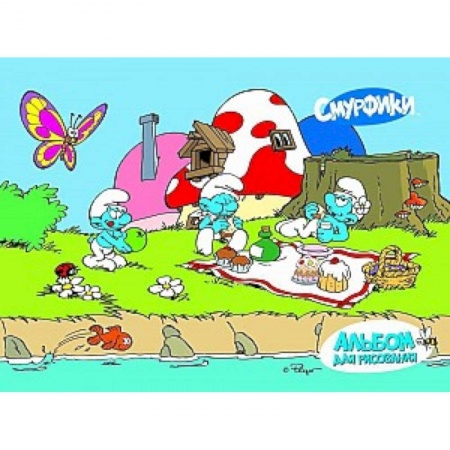 Книги, книга Альбом для рисования 'Смурфики' с раскраской заказать