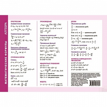 Справочные материалы. Математические формулы. Алгебра