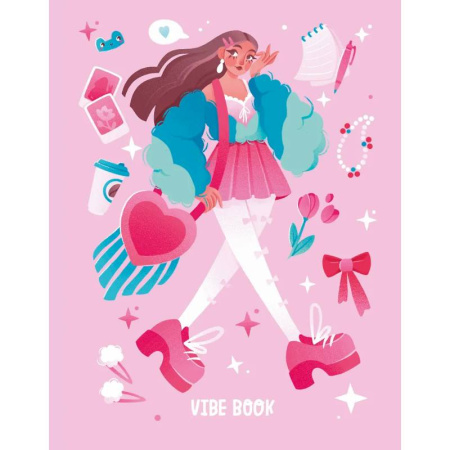 VIBE BOOK. Блокнот для подростков. Розовая обложка.
