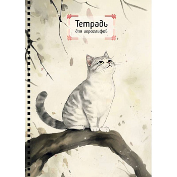 Тетрадь для иероглифов на пружине (Игривый котик)